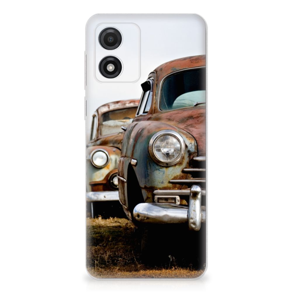 Motorola Moto E13 Siliconen Hoesje met foto Vintage Auto met retro uitstraling en bescherming voor je smartphone.