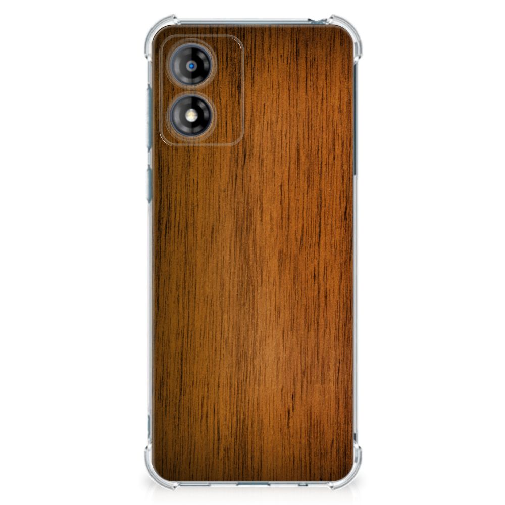 Motorola Moto E13 Stevig Telefoonhoesje Donker Hout B2C Telecom