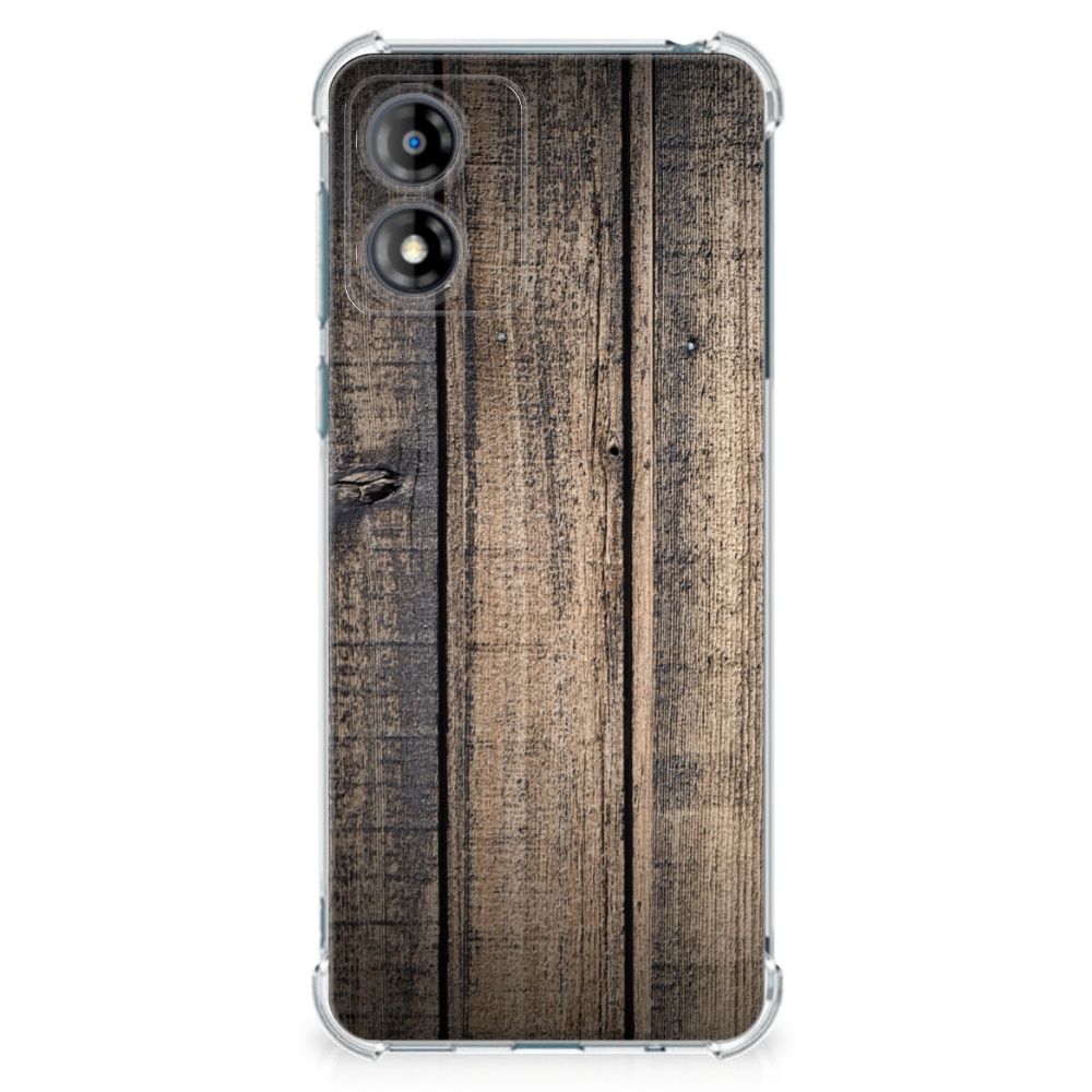 Motorola Moto E13 Stevig Telefoonhoesje Steigerhout B2C Telecom