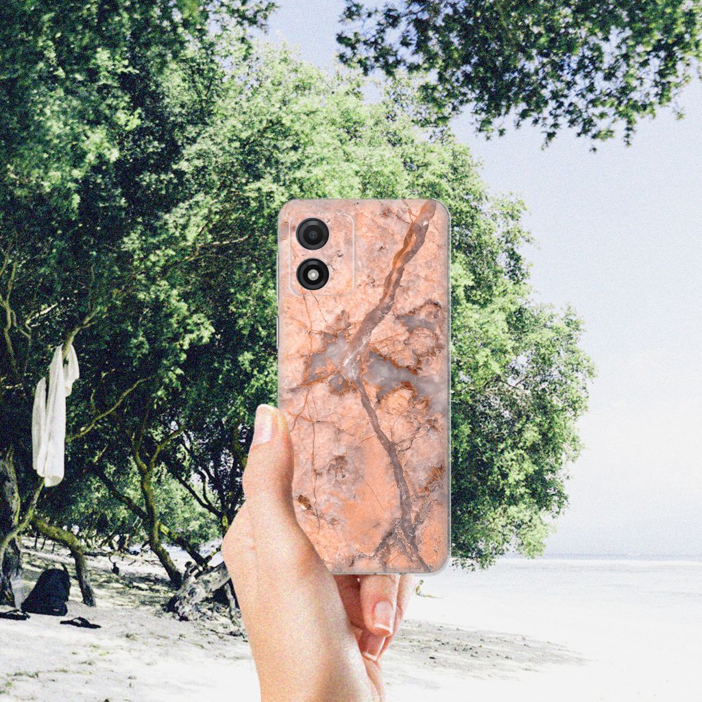 Motorola Moto E13 TPU Siliconen Hoesje Marmer Oranje marmer oranje design handschoenen strand