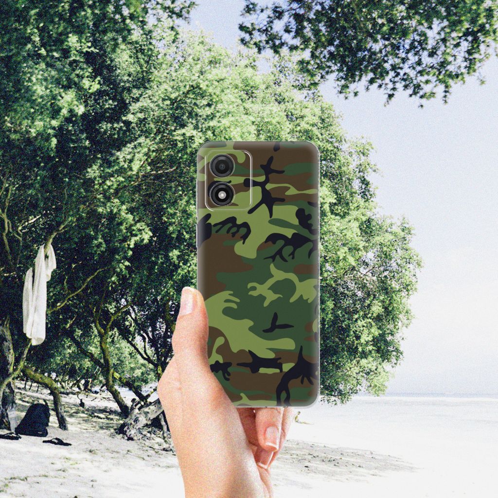 Motorola Moto E13 TPU bumper Army Dark in camouflage design voor optimale bescherming en uitstraling 🌲