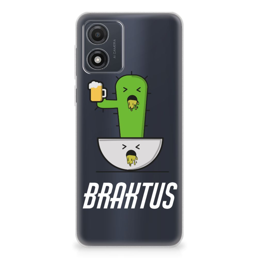 Motorola Moto E13 Telefoonhoesje met Naam Braktus cactus print achterzijde
