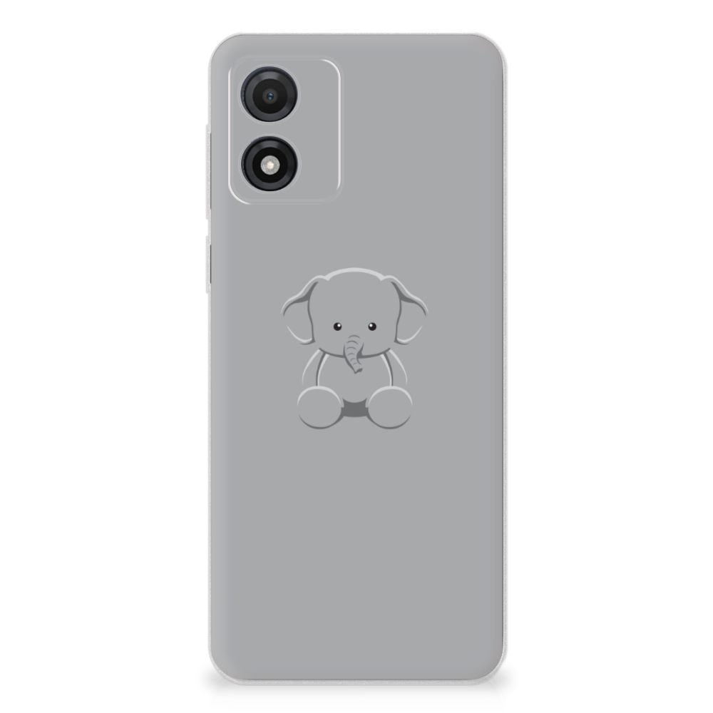 Motorola Moto E13 Telefoonhoesje met Naam Grijs Baby Olifant achterkant design olifant