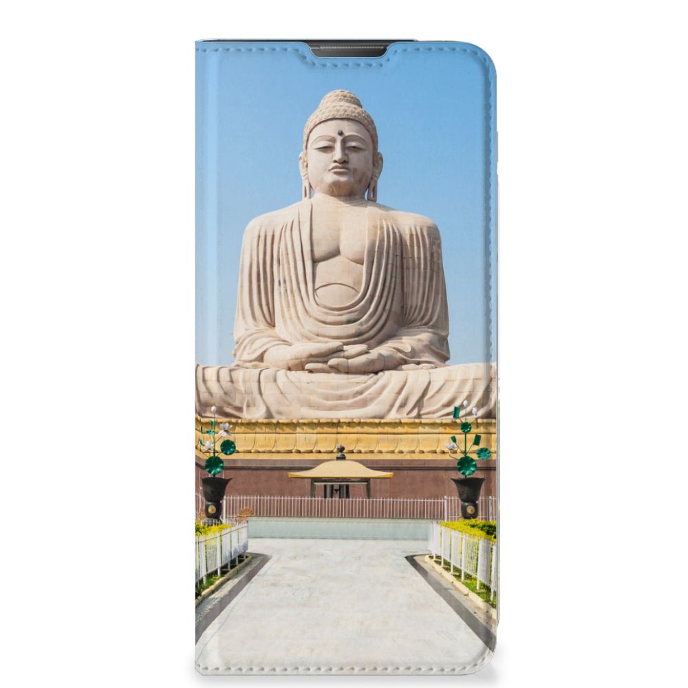 Motorola Moto E20 Book Cover Boeddha hoesje boeddha print voorzijde