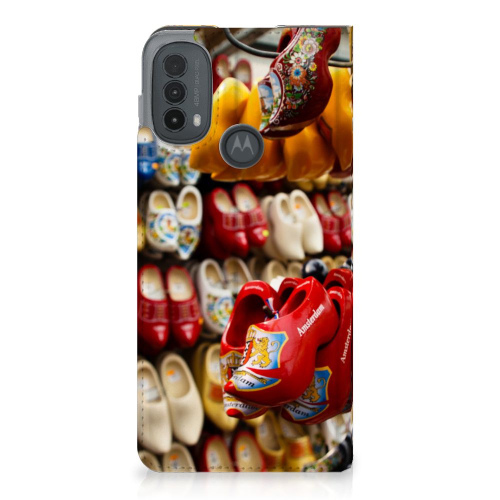 Motorola Moto E20 Book Cover Klompen klompen design kleurrijk aanzicht