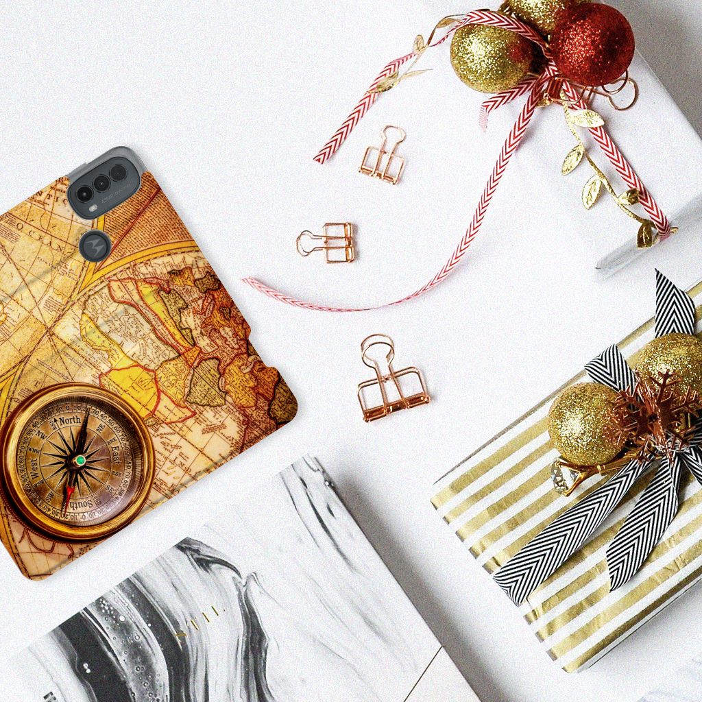 Motorola Moto E20 Book Cover Kompas boekomslag kompas zijaanzicht