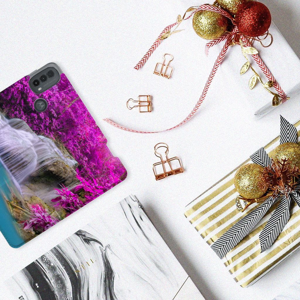 Motorola Moto E20 Book Cover Waterval waterval design bovenaanzicht