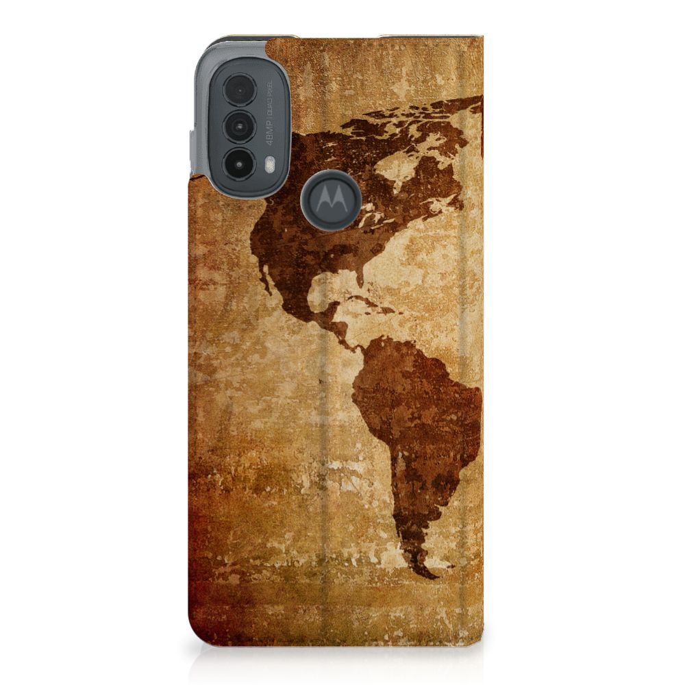 Motorola Moto E20 Book Cover Wereldkaart wereldkaart voorkant