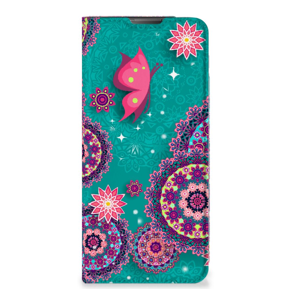 Motorola Moto E20 Bookcase Cirkels en Vlinders design cirkels vlinders voorkant