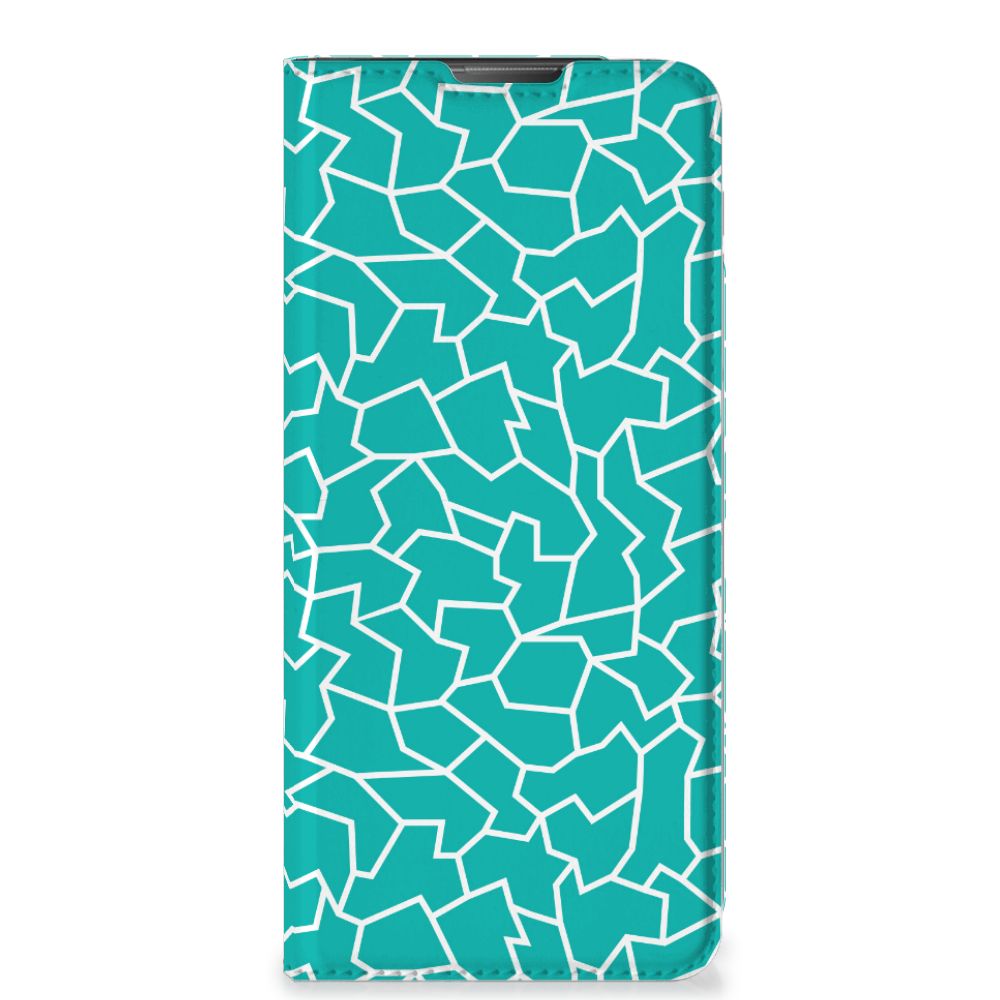 Motorola Moto E20 Bookcase Cracks Blue design blauw aanzicht