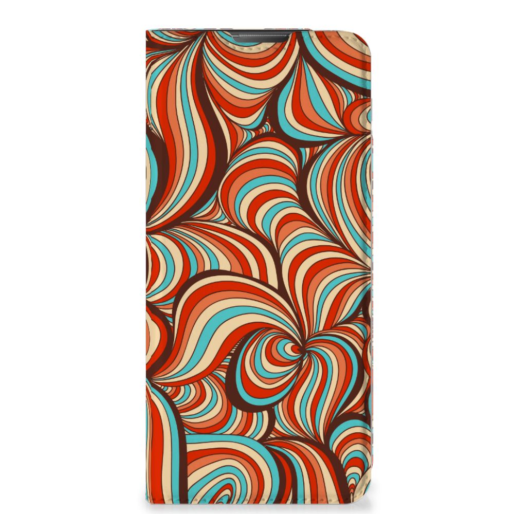 Motorola Moto E20 Bookcase Retro retro design kleurige print zijaanzicht