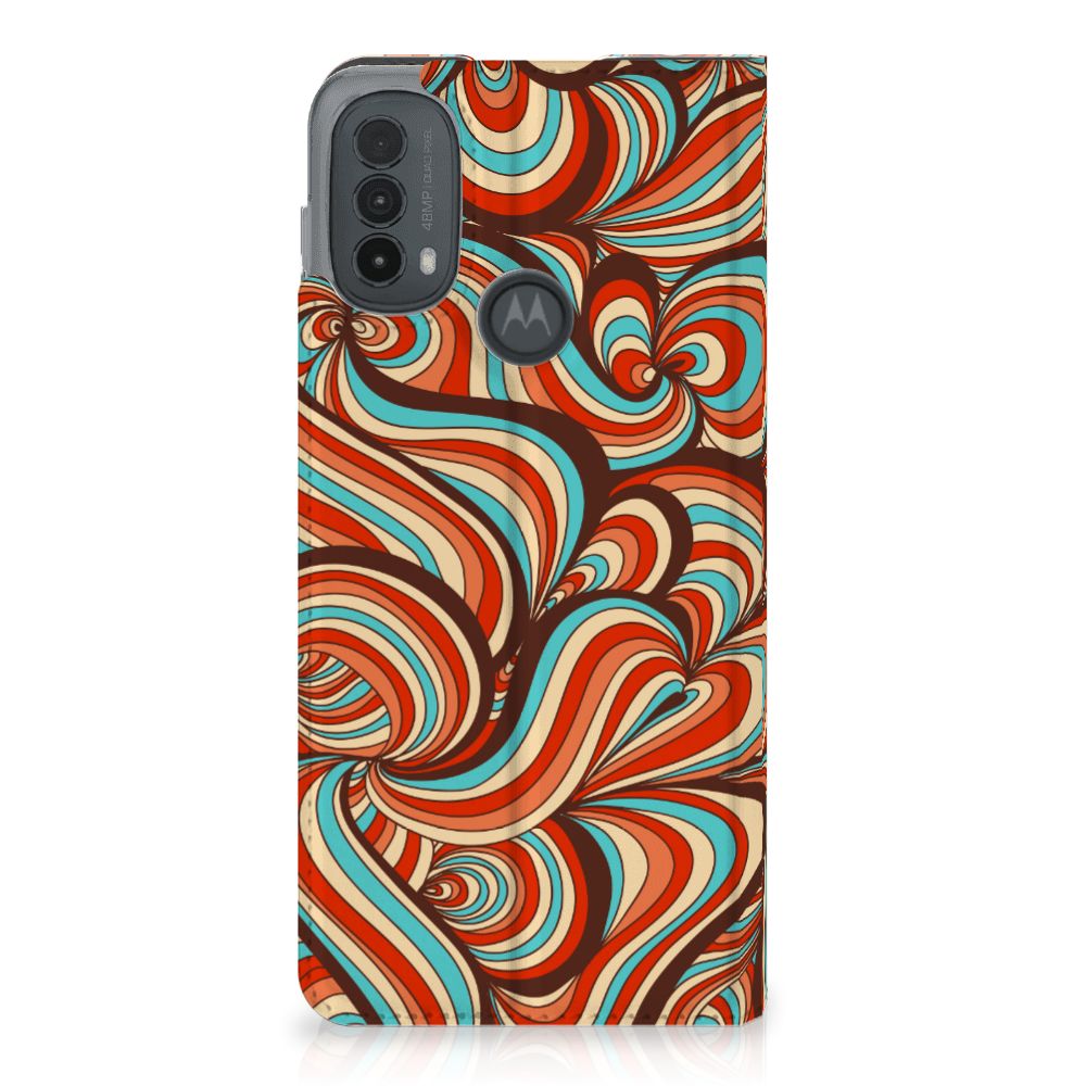 Motorola Moto E20 Bookcase Retro design kleurrijk 2022