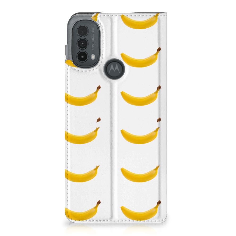 Motorola Moto E20 Flip Style Cover Banana design banaan aanzicht