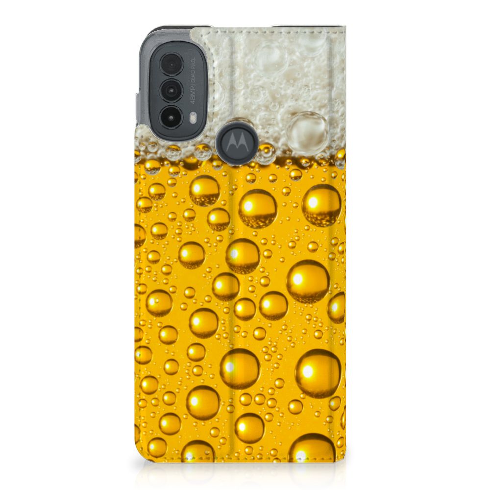 Motorola Moto E20 Flip Style Cover Bier design bierprint aanzicht