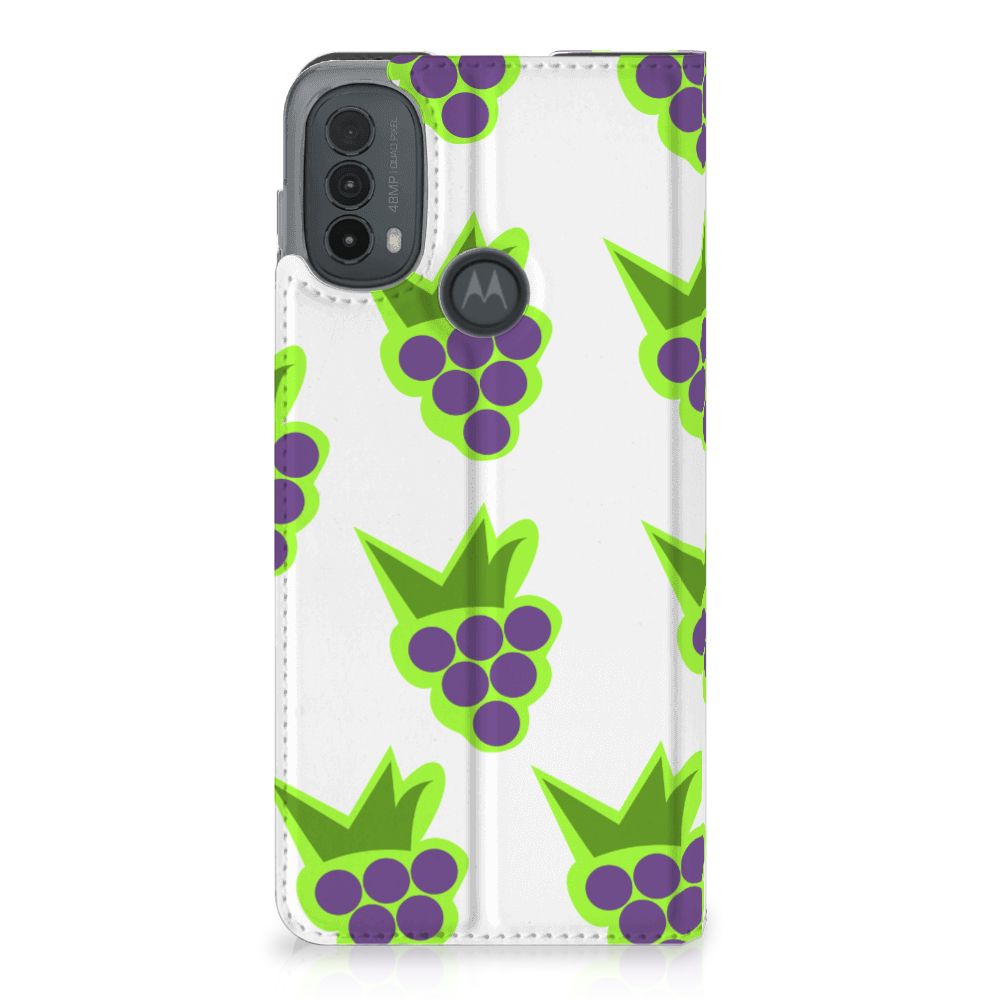 Motorola Moto E20 Flip Style Cover Druiven druiven design achterkant