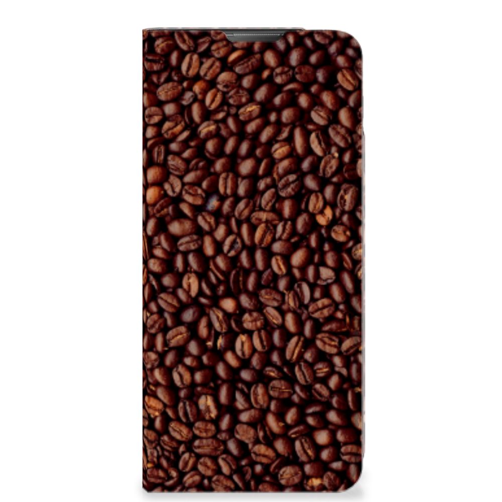 Motorola Moto E20 Flip Style Cover Koffiebonen koffiebonen design voorkant