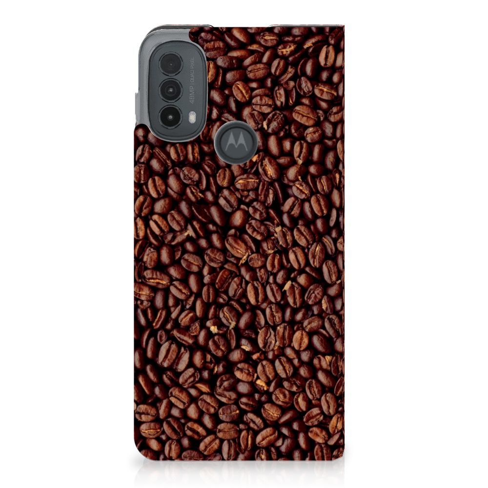 Motorola Moto E20 Flip Style Cover Koffiebonen ontwerp koffiebonen achterkant