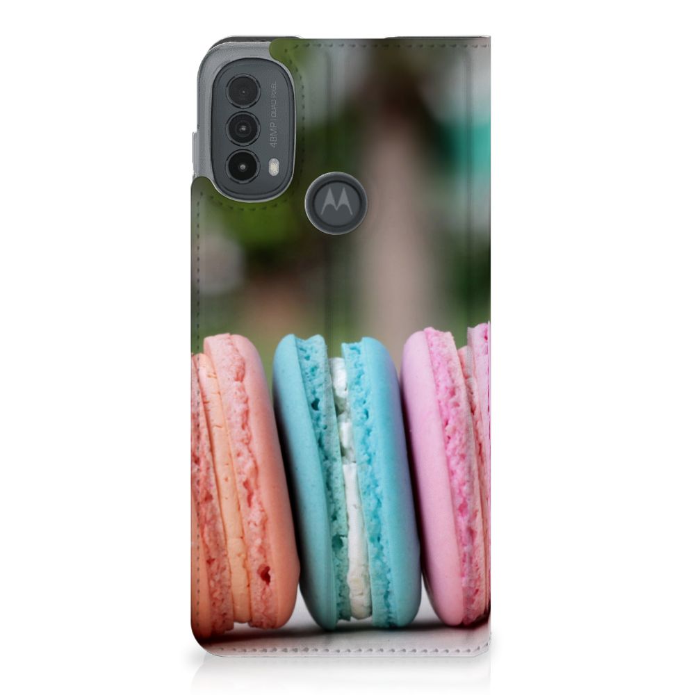 Motorola Moto E20 Flip Style Cover Macarons beschermhoes macarons design voorkant
