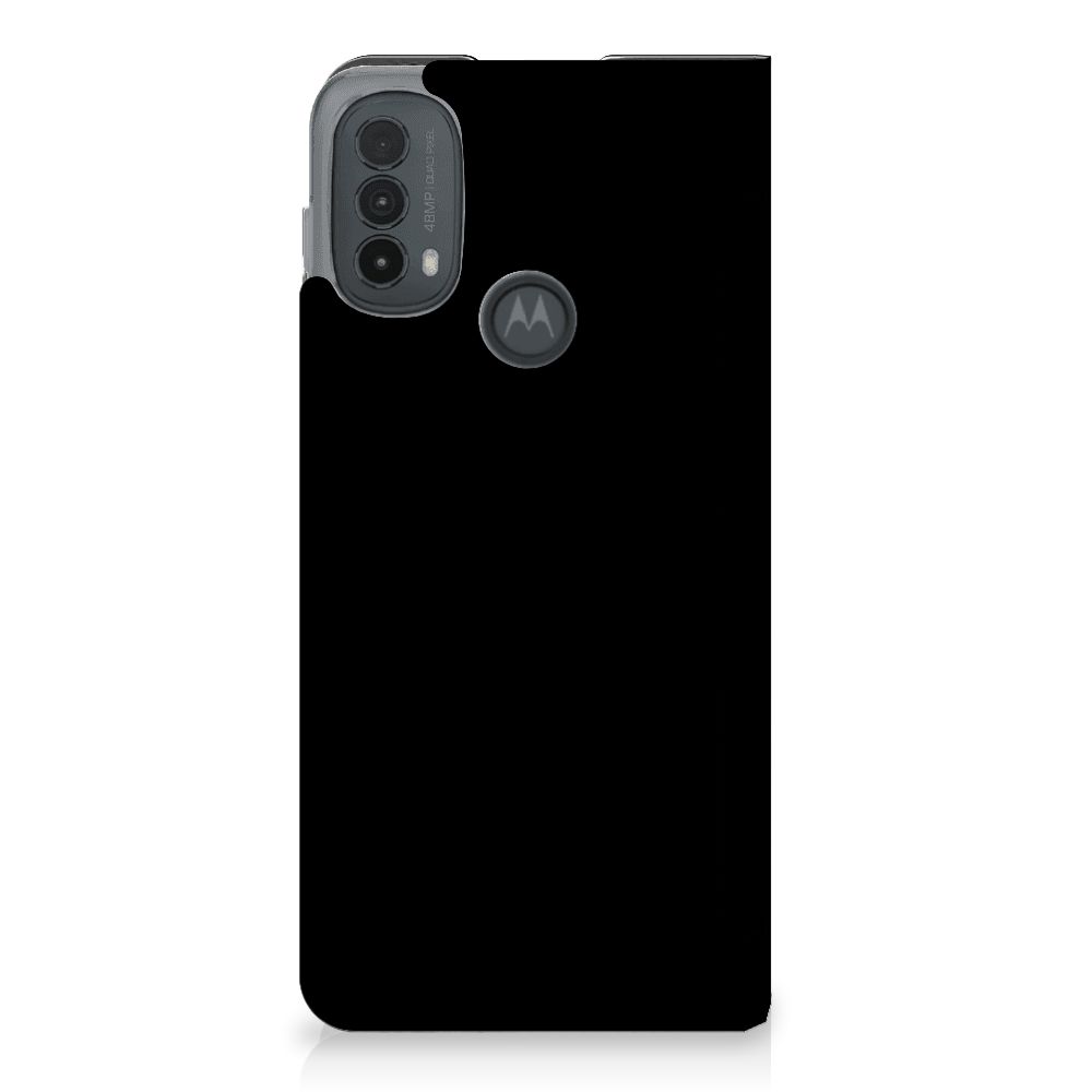 Motorola Moto E20 Flip Style Cover Whiskey zwart achterkant