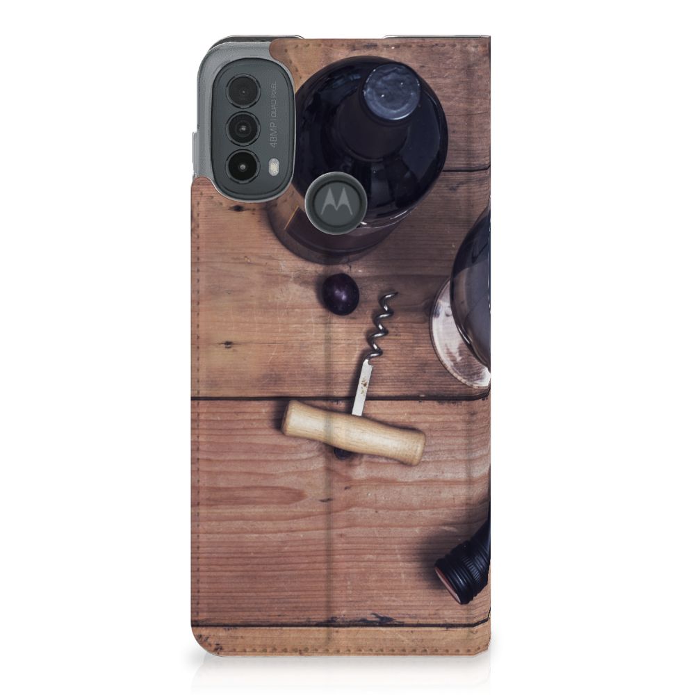 Motorola Moto E20 Flip Style Cover Wijn design bovenaanzicht