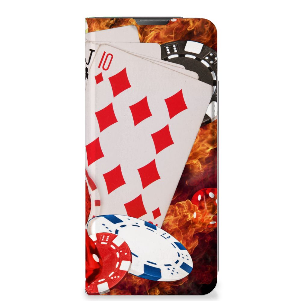 Motorola Moto E20 Hippe Standcase Casino hoesje casino print kaarten fiches