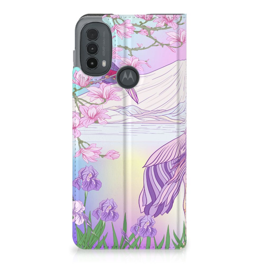 Motorola Moto E20 Hoesje maken Bird design pauw bloemen aanzicht