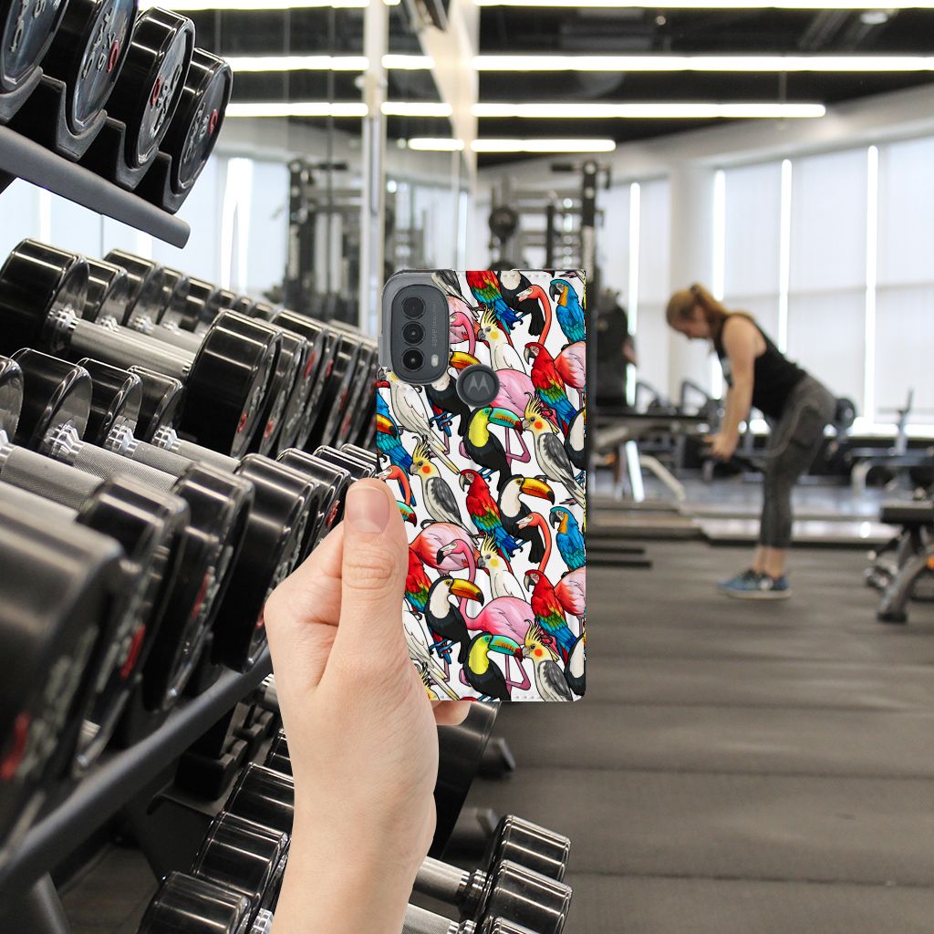 Motorola Moto E20 Hoesje maken Birds design vogels hand gym