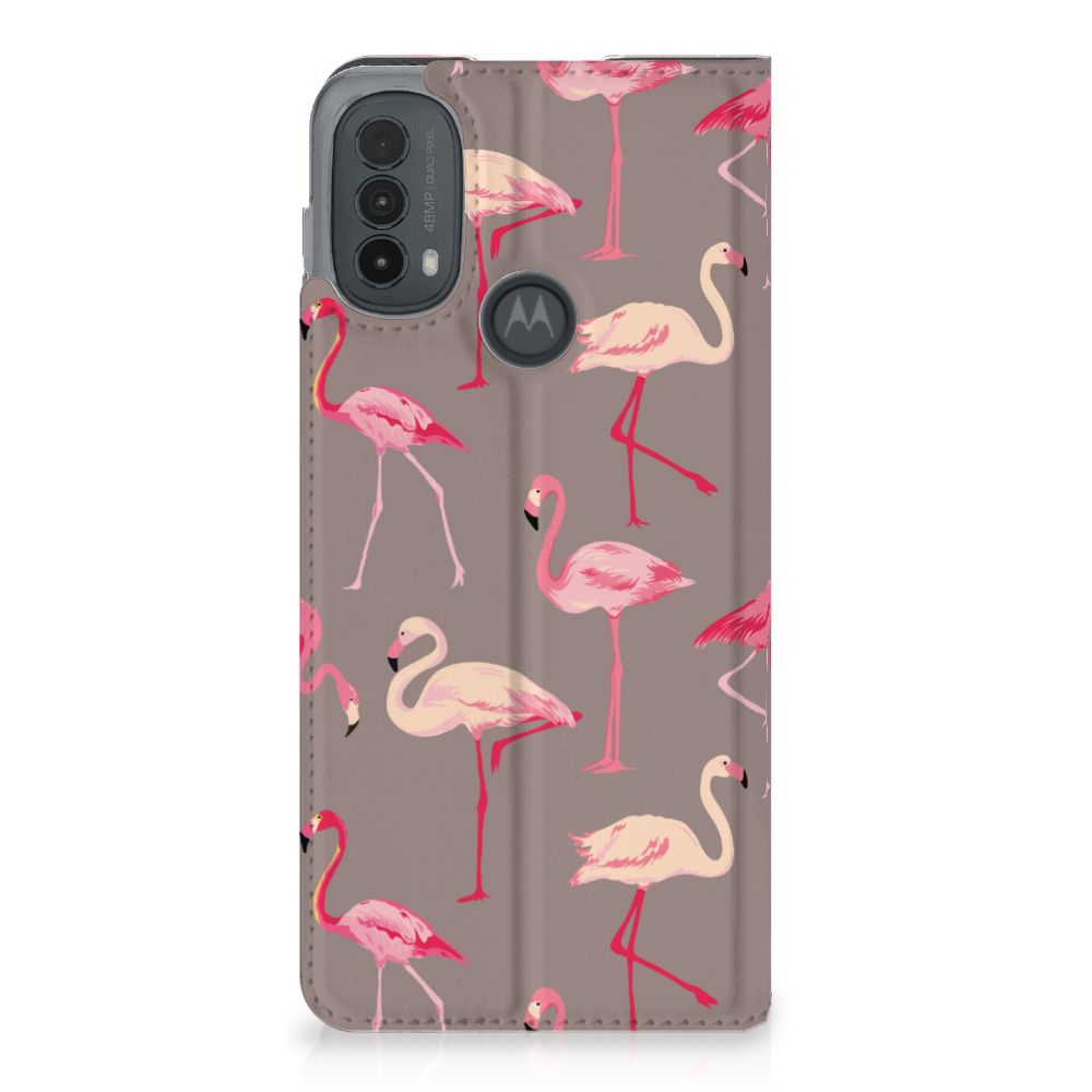 Motorola Moto E20 Hoesje maken Flamingo flamingo design voorzijde