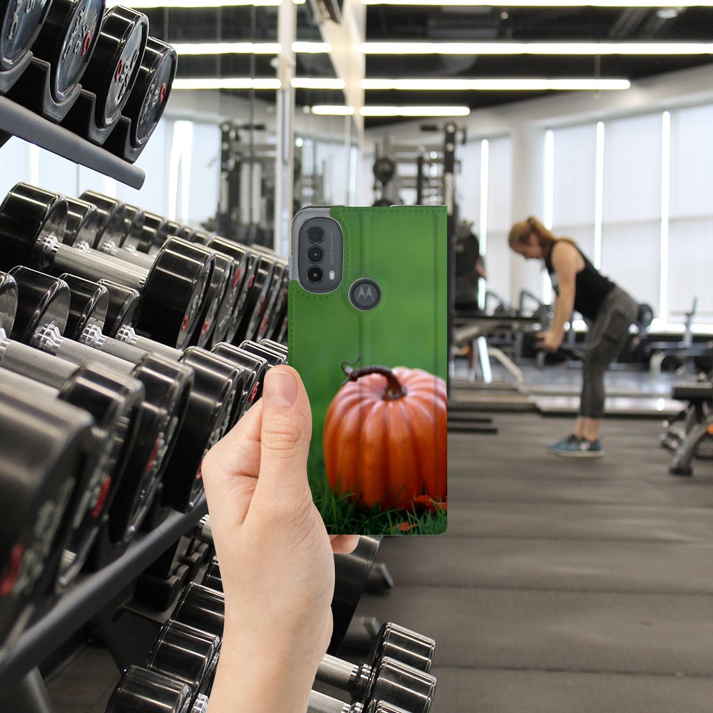 Motorola Moto E20 Hoesje maken Kitten pompoen design hand sportzaal