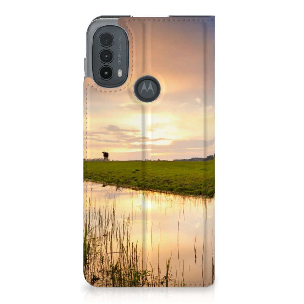 Motorola Moto E20 Hoesje maken Koe case koe ondergang zon aanzicht