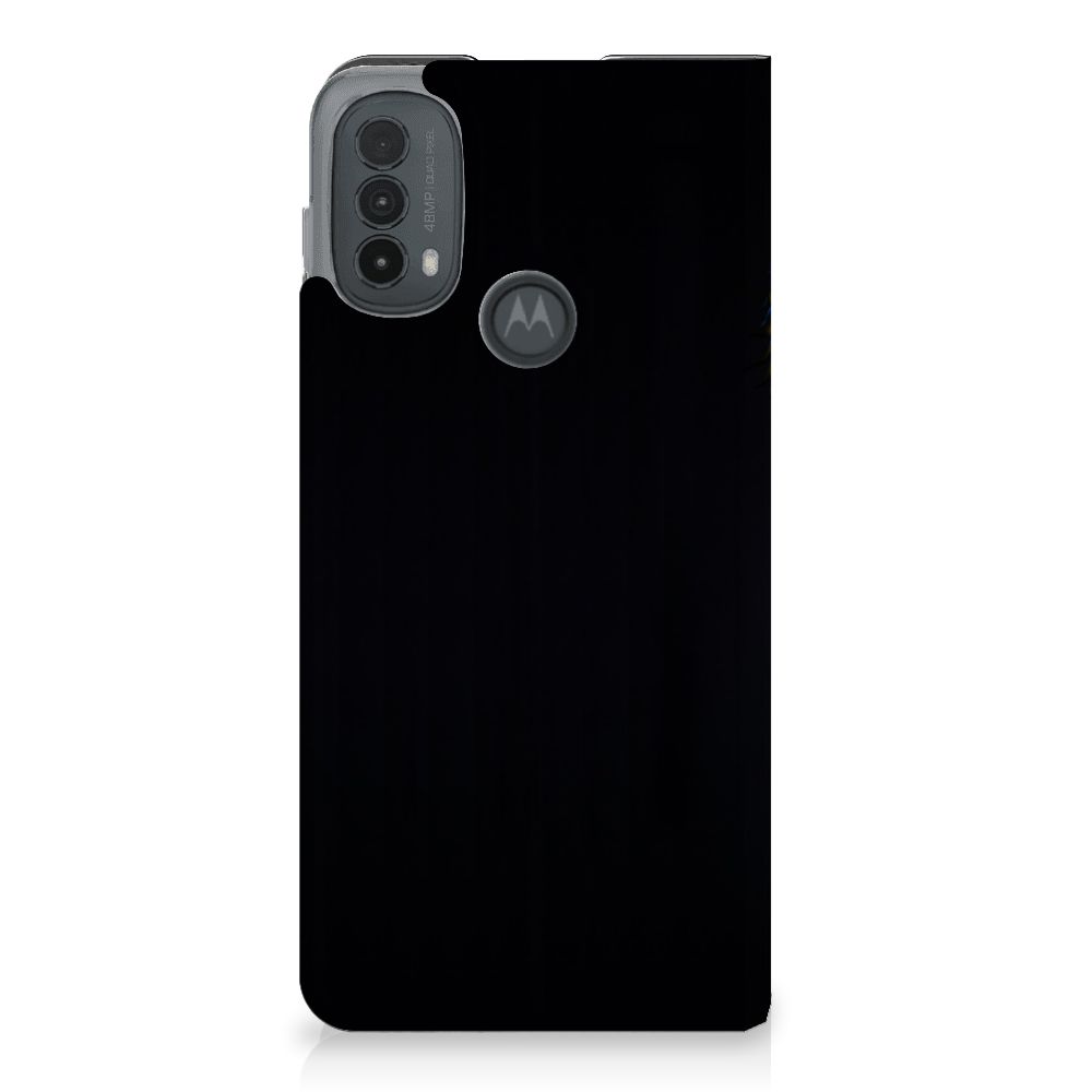 Motorola Moto E20 Hoesje maken Papegaai hoesje zwart achterkant