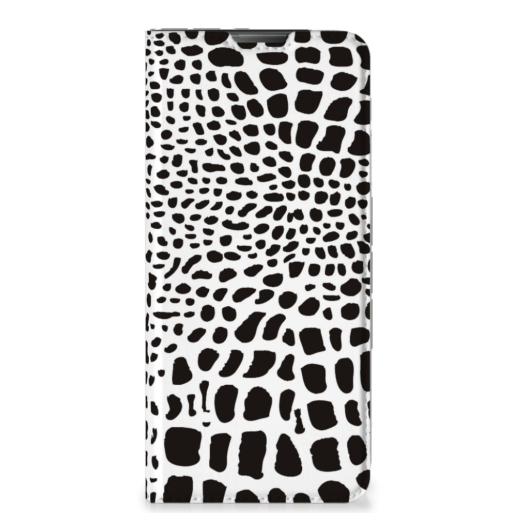 Motorola Moto E20 Hoesje maken Slangenprint stand case slangenprint zwart wit aanzicht