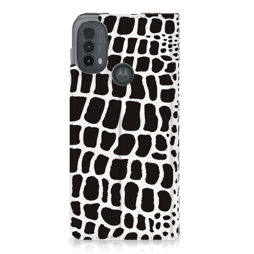 Motorola Moto E20 Hoesje maken Slangenprint stand case slangenprint achterzijde