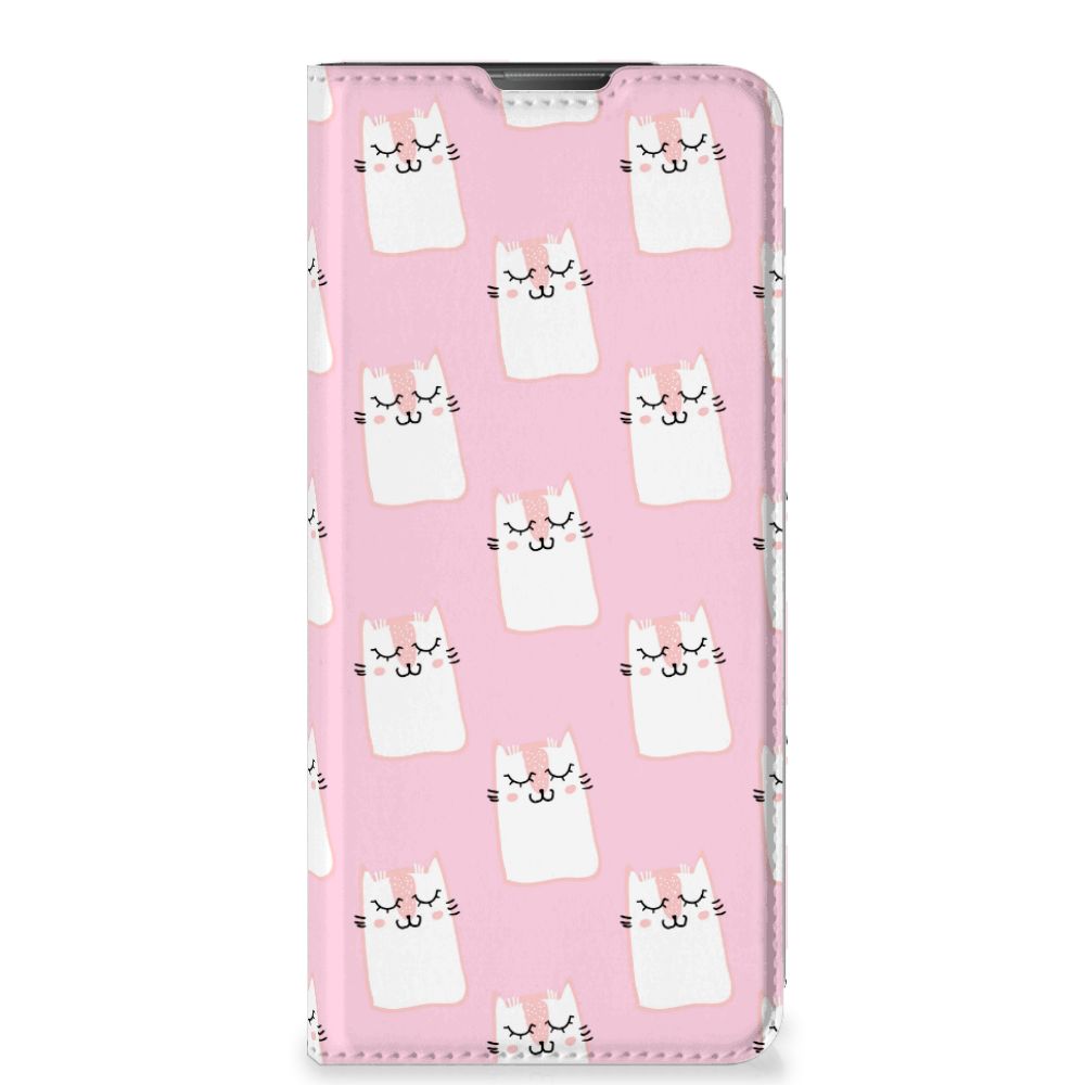 Motorola Moto E20 Hoesje maken Sleeping Cats design roze vooraanzicht