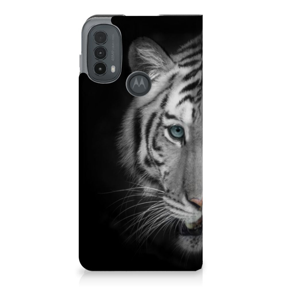 Motorola Moto E20 Hoesje maken Tijger stand tijger design aanzicht