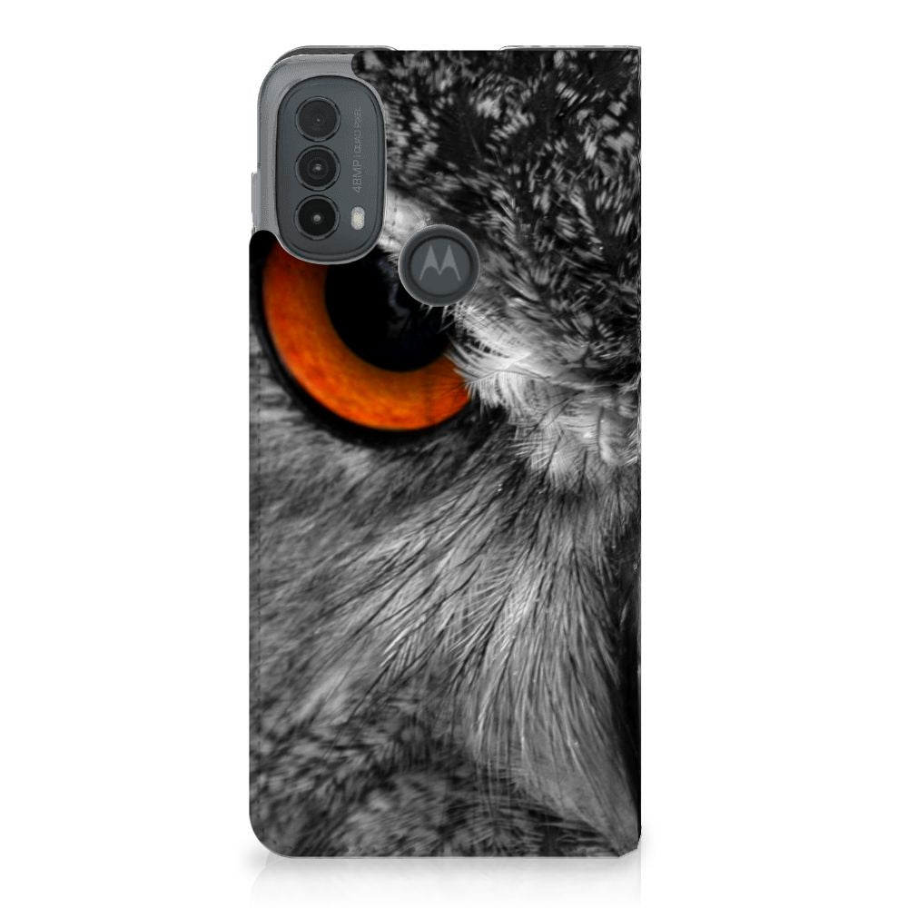 Motorola Moto E20 Hoesje maken Uil hoesje uil close-up