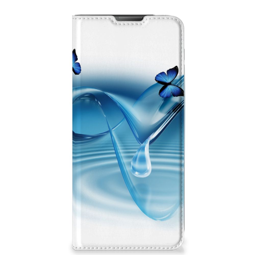 Motorola Moto E20 Hoesje maken Vlinders hoesje blauwe vlinders design voorkant