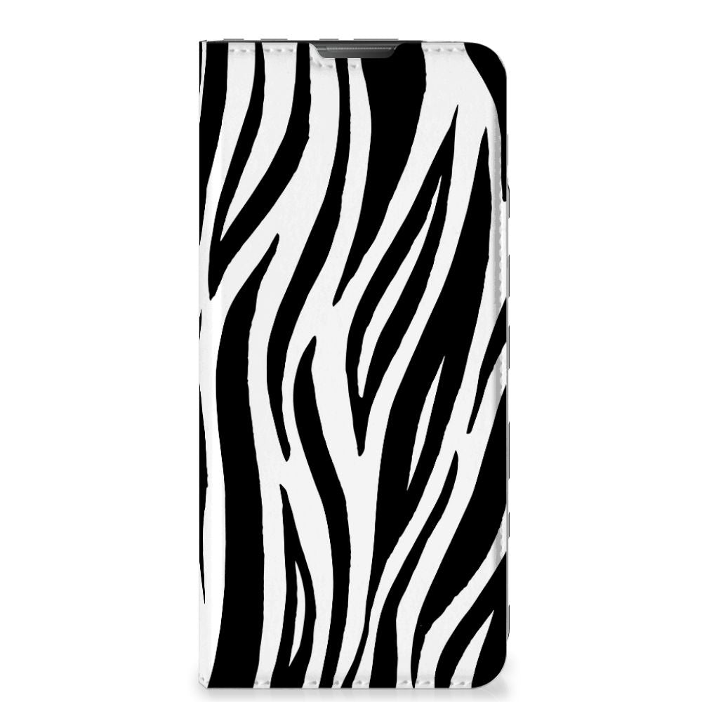 Motorola Moto E20 Hoesje maken Zebra zwart witte zebra strepen voorkant