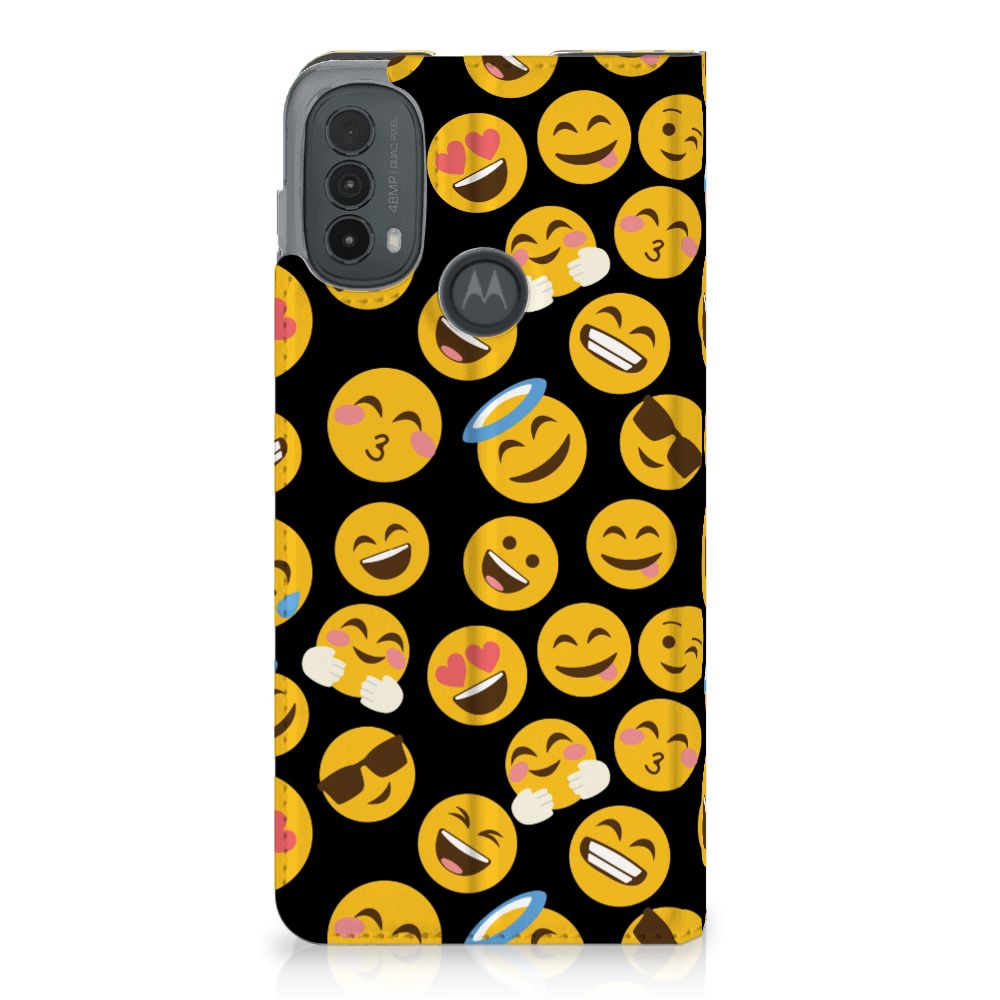 Motorola Moto E20 Hoesje met Magneet Emoji designemoji aanzicht
