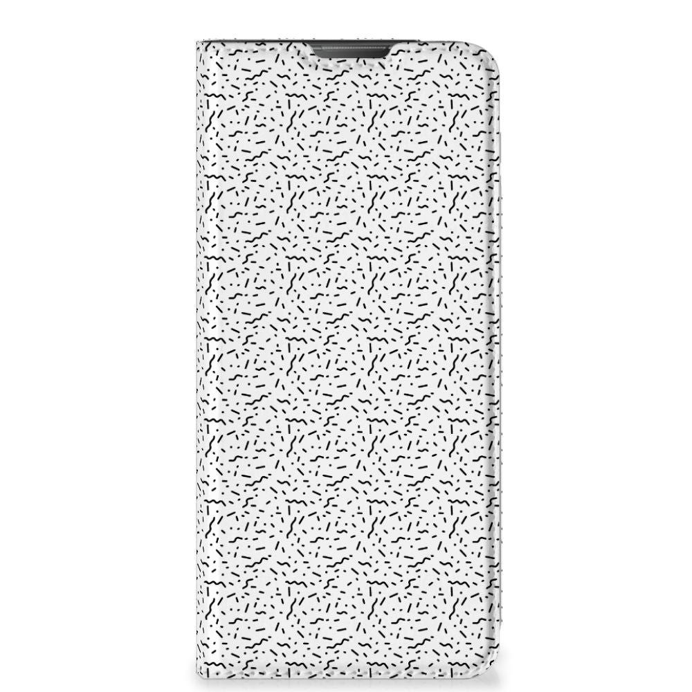 Motorola Moto E20 Hoesje met Magneet Stripes Dots hoesje design Stripes Dots aanzicht