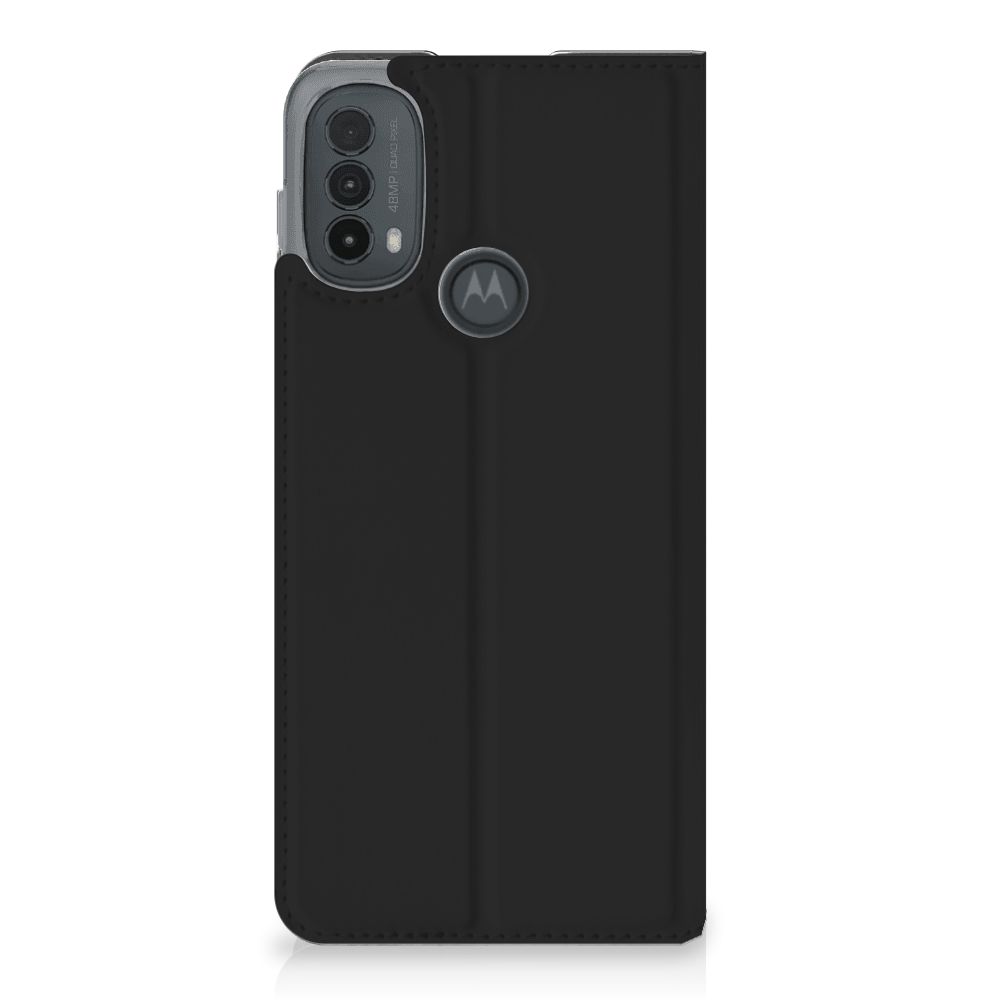 Motorola Moto E20 Hoesje met tekst Woke Up Zwart Design Achterkant