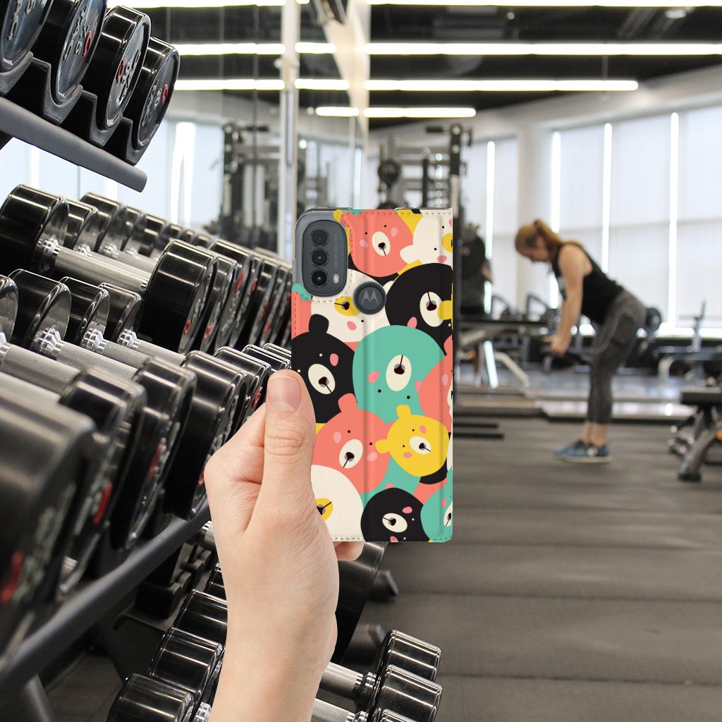 Motorola Moto E20 Magnet Case Bears design beren hand gym