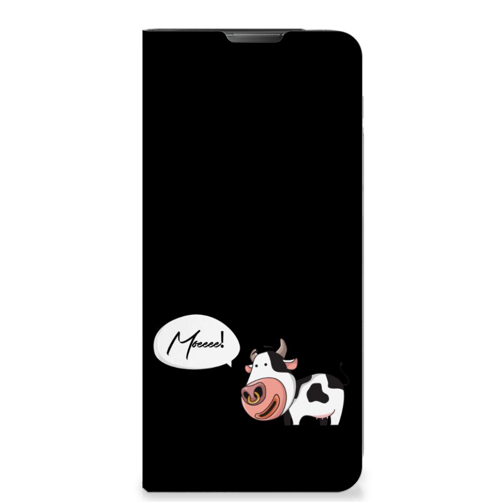 Motorola Moto E20 Magnet Case Cow voorkant ontwerp koe zwart