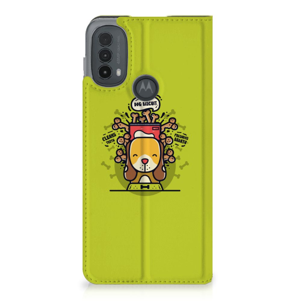 Motorola Moto E20 Magnet Case Doggy Biscuit telefoonhoesje design puppy voorkant