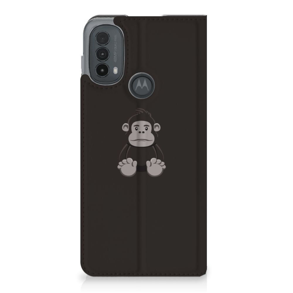 Motorola Moto E20 Magnet Case Gorilla telefoonhoesje gorilla ontwerp achterkant