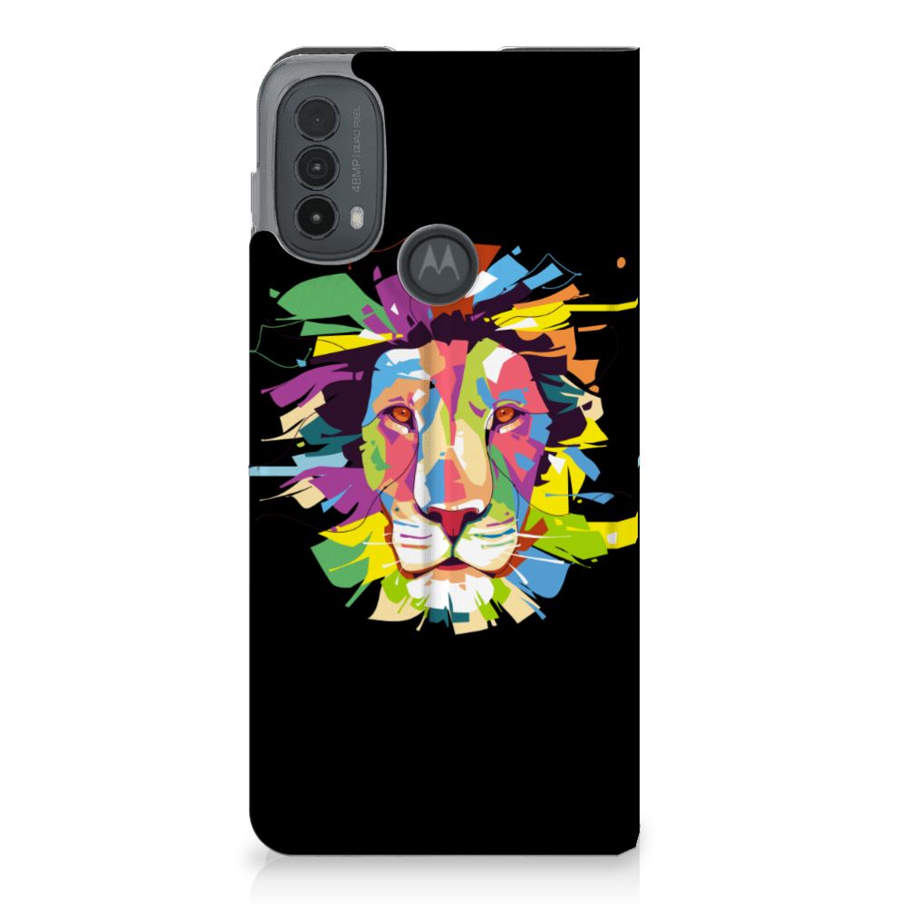 Motorola Moto E20 Magnet Case Lion Color voorkant