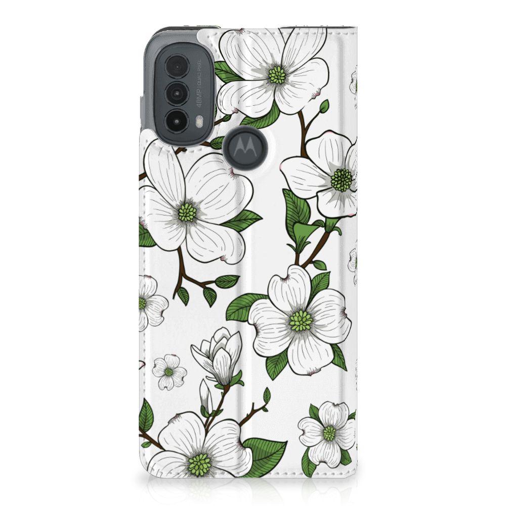 Motorola Moto E20 Smart Cover Dogwood Flowers voorkant bloemen