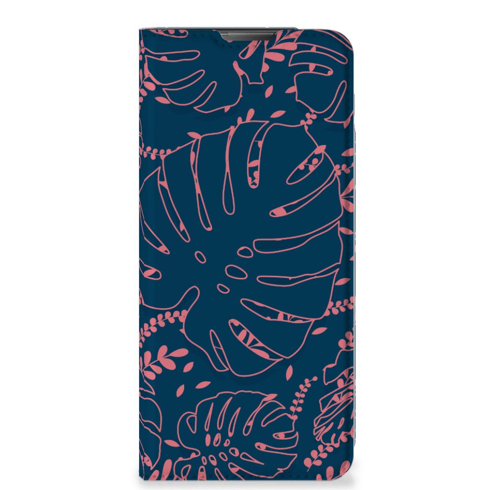 Motorola Moto E20 Smart Cover Palm Leaves ontwerp palm bladeren blauw