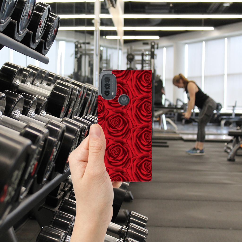 Motorola Moto E20 Smart Cover Red Roses hand gym