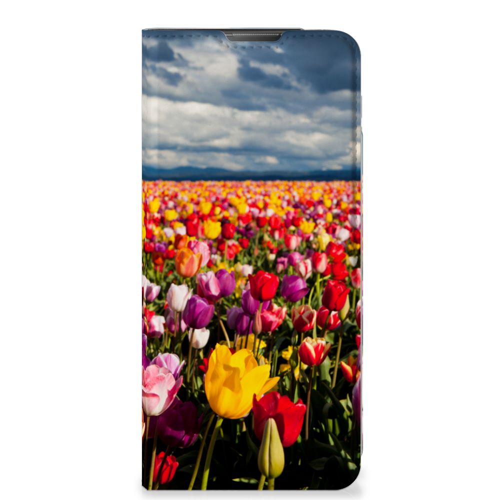 Motorola Moto E20 Smart Cover Tulpen kleurrijk design tulpen aanzicht